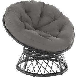 Fauteuil papasan en résine tressée acier rotatif coussin ro…