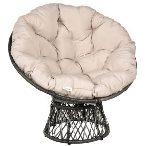 Fauteuil papasan pivotant grand confort Ø 97 x 90H cm crème…