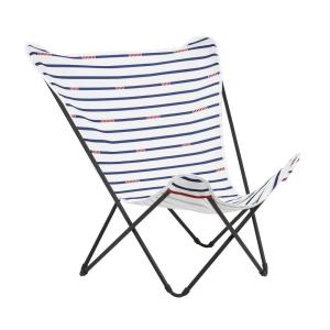 Fauteuil papillon grande largeur en acier blanc L83xl91xH87