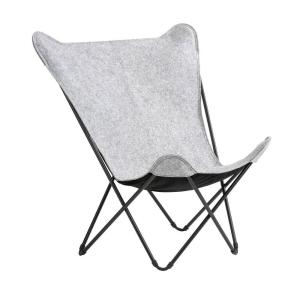 Fauteuil papillon grande largeur en acier gris L83xl91xH87