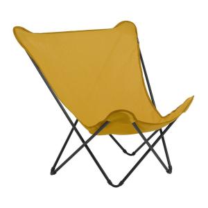 Fauteuil papillon grande largeur en acier jaune L83xl91xH87
