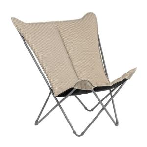 Fauteuil papillon matelassé grande largeur en acier beige L…