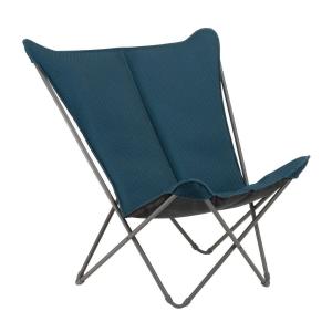 Fauteuil papillon matelassé grande largeur en acier bleu L8…