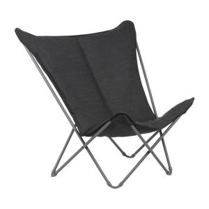 Fauteuil papillon matelassé grande largeur en acier gris L8…