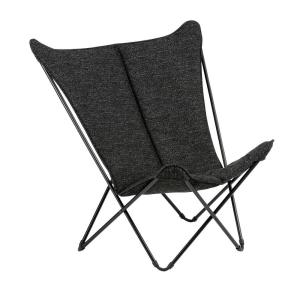 Fauteuil papillon matelassé grande largeur en acier noir L8…