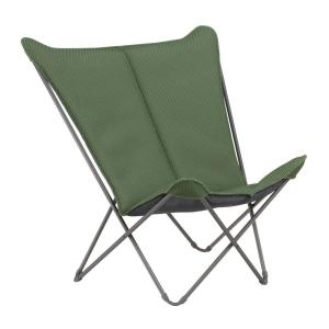 Fauteuil papillon matelassé grande largeur en acier vert L8…