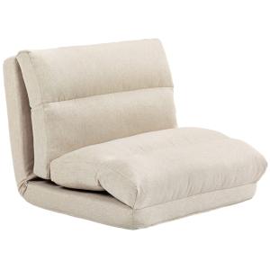 Fauteuil paresseux dossier inclinable tissu aspect lin beige