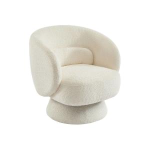 Fauteuil pivotant 360° tissu avec coussin crème