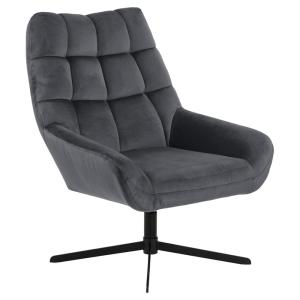 Fauteuil pivotant 73x76x89cm velours gris foncé
