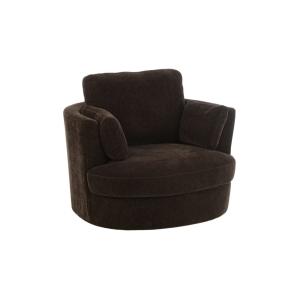 Fauteuil pivotant à 360° en velours texturé marron