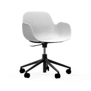 Fauteuil pivotant à roulettes blanc aluminium noir