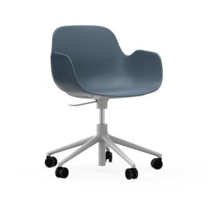 Fauteuil pivotant à roulettes bleu aluminium