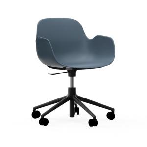 Fauteuil pivotant à roulettes bleu aluminium noir