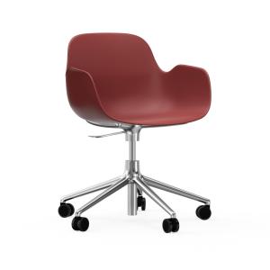 Fauteuil pivotant à roulettes rouge aluminium