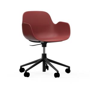 Fauteuil pivotant à roulettes rouge aluminium noir