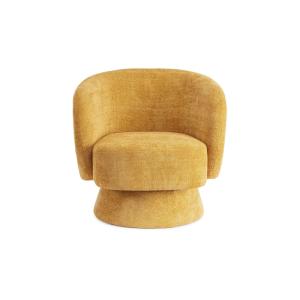 Fauteuil pivotant avec pied central en tissu moutarde