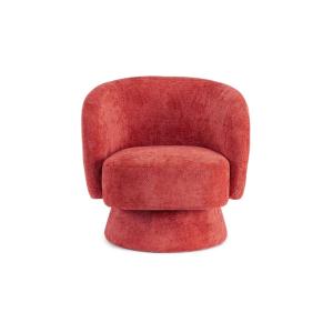 Fauteuil pivotant avec pied central en tissu rouge