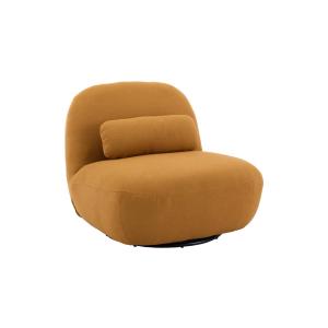 Fauteuil pivotant, bouclette texturée moutarde