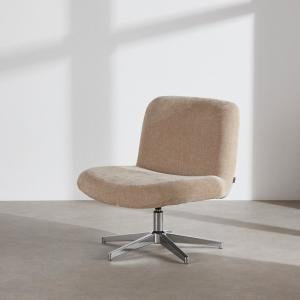 Fauteuil pivotant effet velours beige et acier chromé
