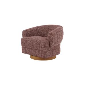 Fauteuil pivotant en chêne massif et tissu rouge