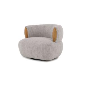 Fauteuil pivotant en chêne massif tissu gris