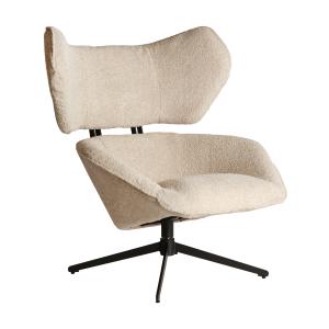 Fauteuil pivotant en coton bouclé crème 86x90x99 cm