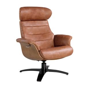 Fauteuil pivotant en cuir brun camel