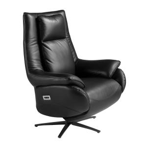 Fauteuil pivotant en cuir noir