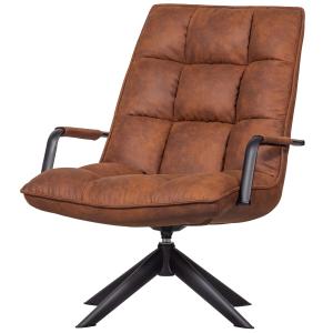 Fauteuil pivotant en imitation cuir cognac