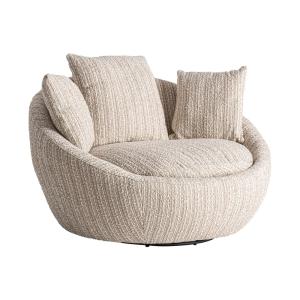 Fauteuil pivotant en polyester beige marbré 120x106x76 cm