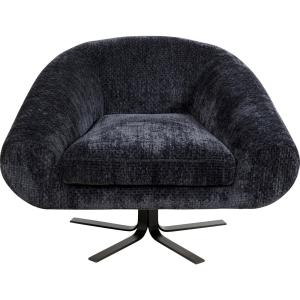 Fauteuil pivotant en polyester bleu-gris et acier noir