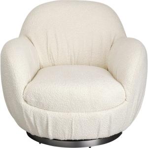 Fauteuil pivotant en polyester bouclé crème