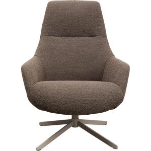 Fauteuil pivotant en polyester bouclé marron et acier
