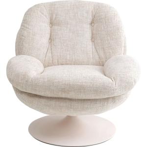 Fauteuil pivotant en polyester et acier beige