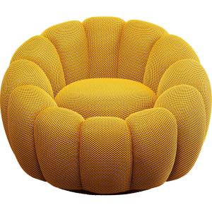 Fauteuil pivotant en polyester jaune effet résille