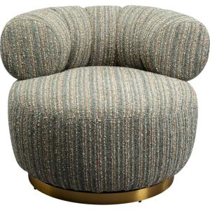 Fauteuil pivotant en polyester vert et marron rayé