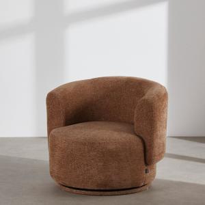 Fauteuil pivotant en textile tramé brun