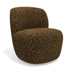 Fauteuil pivotant en tissu à motif  brun