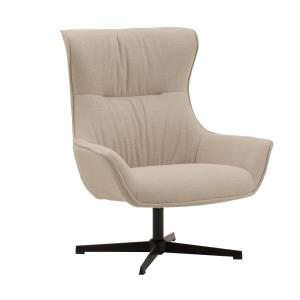 Fauteuil pivotant en tissu beige et piètement en métal noir…