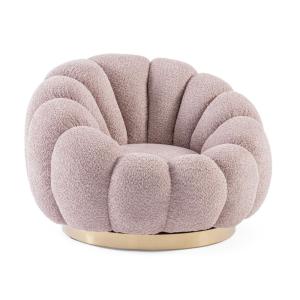 Fauteuil pivotant en tissu bouclé antique rose