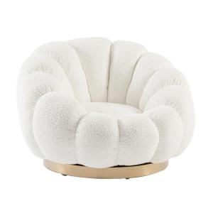 Fauteuil pivotant en tissu bouclé blanc