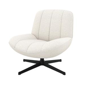 Fauteuil pivotant en tissu bouclé blanc cassé