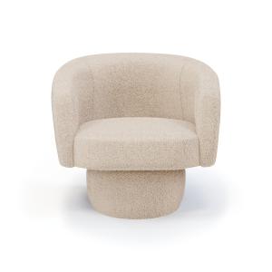 Fauteuil pivotant en tissu bouclette crème