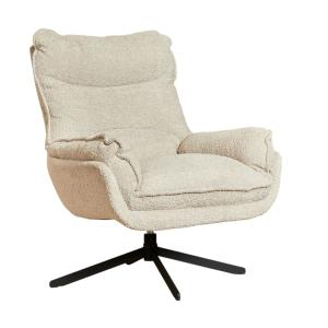 Fauteuil pivotant en tissu bouclette écru