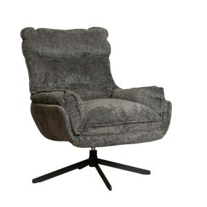 Fauteuil pivotant en tissu bouclette gris foncé