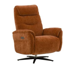 Fauteuil pivotant en tissu brique, piétement métal noir