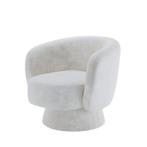 Fauteuil pivotant en tissu chenille blanc