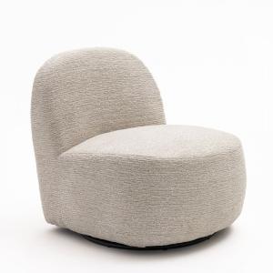 Fauteuil pivotant en tissu chenille côtelé - Écru