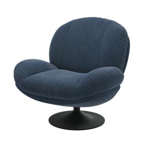 Fauteuil pivotant en tissu effet velours bleu nuit