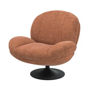Fauteuil pivotant en tissu effet velours marron